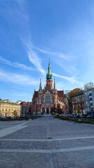 Naklejka premium Krakow Old Town St. Mary's Basilica Main Market Square St Florians gate and Barbakan Royal Castle St. Joseph's Church