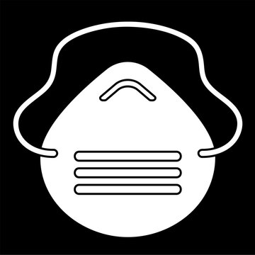 recommend clip art: Medical mask icon vector illustration, white on black background, face mask clip art