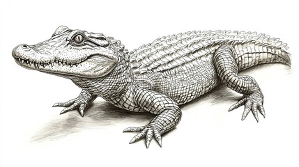 Naklejka premium Illustration of a crocodile, showcasing its detailed features and textures.
