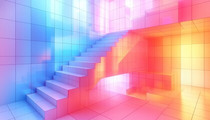Naklejka premium Abstract Staircase in a Colorful Modern Building