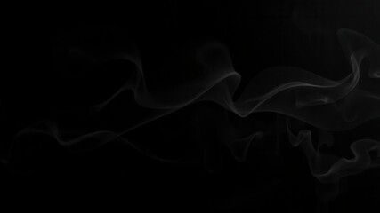 Abstract swirls of smoke against a black background, curves, elegant, flow