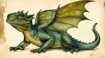 Obraz premium Mythical basilisk - snakelike creature. Basilisk. Illustration