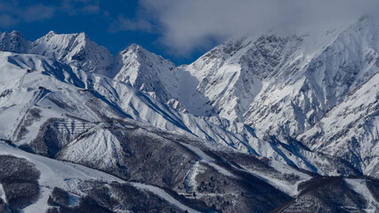 長野県白馬村　スキー場　遠景　北アルプス