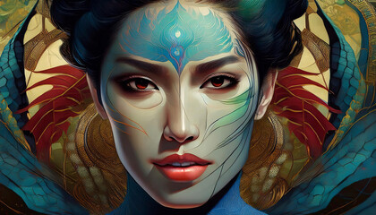 Fototapeta premium manipulated digital portrait. illustration and manipulation