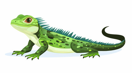 Green iguana isolated on white. Basilisk. Illustration