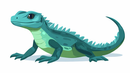 Obraz premium Green iguana isolated on white. Basilisk. Illustration