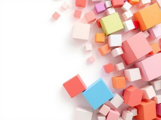 Randomly shifted white cube boxes create a modern and abstract background, ideal for banners or wallpapers, banner, block, random