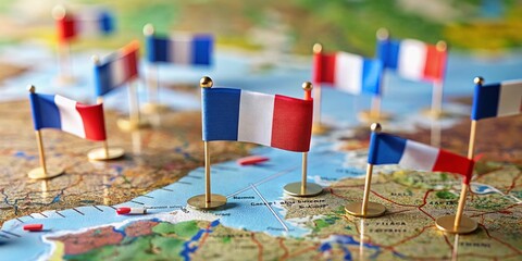 France Map Cities Flags High
