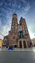 Fototapeta premium Krakow Old Town St. Mary's Basilica Main Market Square St Florians gate and Barbakan Royal Castle St. Joseph's Church