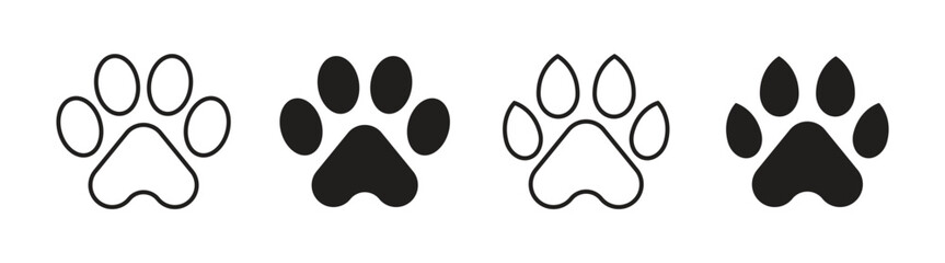 Vector Paw Icon Set. Paw Icon In Outline And Glyph