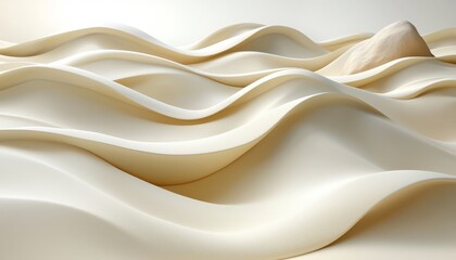 Obraz premium Abstract Cream Colored Waves With Rock