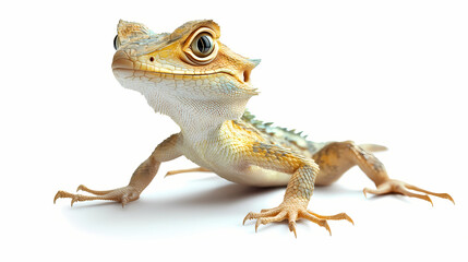 A high quality stock photograph of a single basilisk fantasy character full body isolated on a white background. Basilisk. Illustration