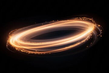 A glowing circle of light with a dark background. The circle is surrounded by a lot of sparkles