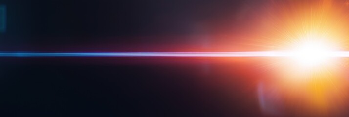 A bright light is shining on a dark background. The light is creating a long, thin streak of light