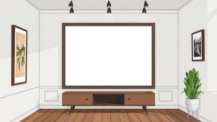 A realistic mockup of a hanging poster with customizable design, perfect for showcasing artwork or promotions, empty, interior, space
