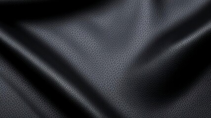 Fototapeta premium Black leather texture with sleek, glossy finish for background or design elements, smooth, trendy, material