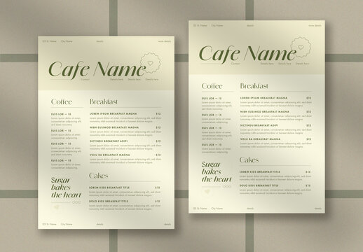 Soft Pastel Cafe Menu