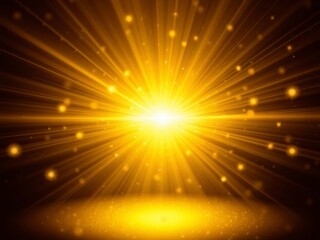 Golden lights beams shining through dark background creating a mesmerizing scene, rays, illumination, abstract