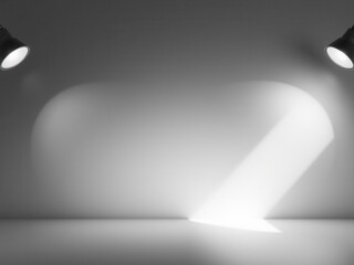 Gray background with soft, glowing lights and deep shadows, perfect for showcasing products, commercial use, mockup, studio lighting