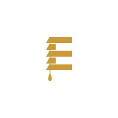 Initial Letter E with Shutter Blinds Window