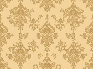 Intricate and elegant seamless damask wallpaper design in a classic color scheme, seamless, floral, ornate