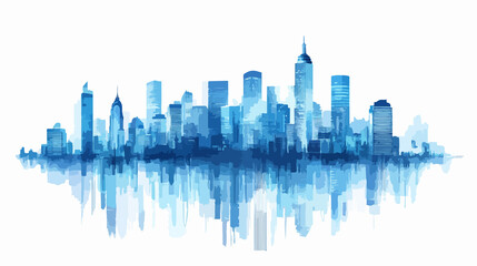 Obraz premium Blue abstract cityscape with transparent background for design projects