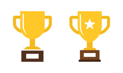 Vector Simple Trophy Icon Set. Flat Design Trophy Symbols