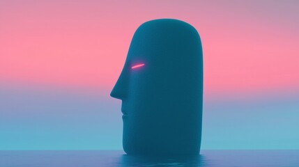 An Abstract Futuristic Face Enveloped by a Diverse Array of Soft and Gentle Colors