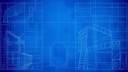 Fototapeta premium A creative photo effect that transforms images into a blueprint style with white lines on a blue background, digital art, graphic design