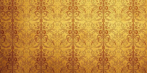 Intricate floral and scrollwork design in gold and cream tones on a black background, wallpaper, fancy, elegant