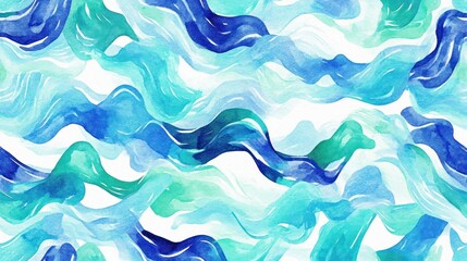 Obraz premium Abstract watercolor waves in blue and teal.