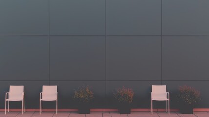 Minimalist Seating Arranged Neatly Against a Contemporary Modern Wall in a Stylish Setting
