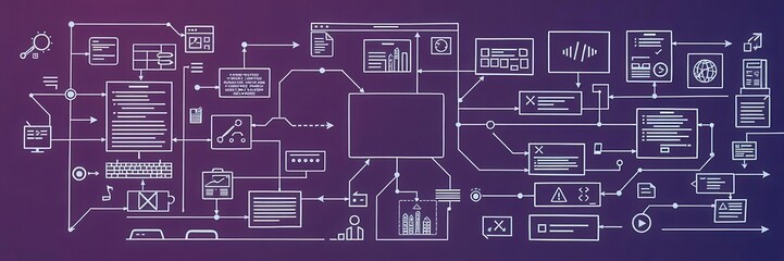 Website development team working together on sketching wireframe layout for responsive web content, coding, wireframe