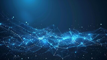 Abstract Digital Network:  Glowing Blue Nodes and Connections