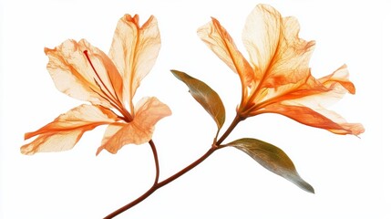 A collection of Delicate Orange Flowers elegantly arranged on a clean White Background