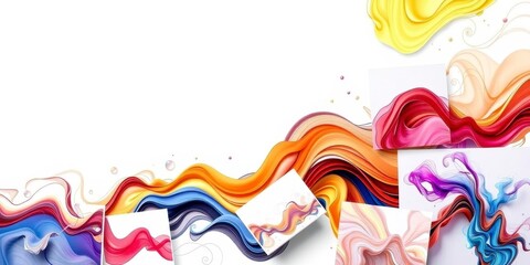 Naklejka premium A vibrant collage design with various photos overlapping each other in a creative and dynamic composition, dynamic, arrangement, artistic