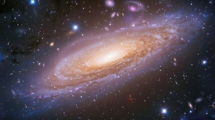 Naklejka premium Desktop wallpaperblue galaxy sky purple galactic