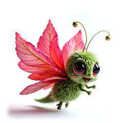 Fototapeta premium Charming creature with lush wings a whimsical eco friendly fantasy character, digital art of fantasy character design concept.