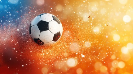 Fototapeta premium Soccer ball in celebratory explosion.