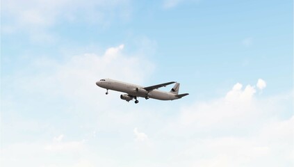 ULTRA HD. Airplane flies in blue sky. Travel, tourism. Airplane takes off against the background of blue sky.  