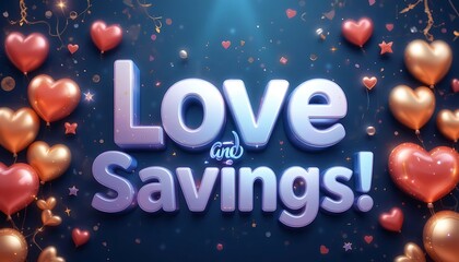 Love and Savings 3D text typography