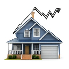 dream home with upward financial arrow logo isolated on white background