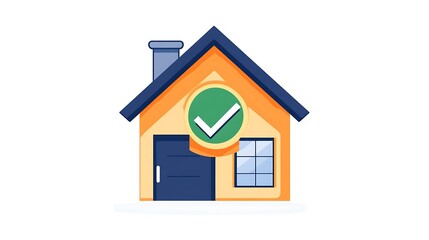 Fototapeta premium loan approval icon with house and green check isolated on white background