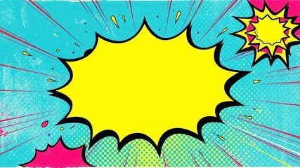 Pop art image effect featuring bright, bold colors and graphic elements overlaid on a photo, comic, graphic design