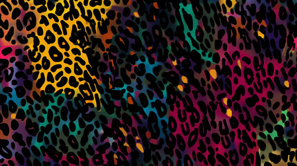 close up colorful Leopard Pattern, Cheetah Prints Pattern isolated on black background