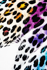close up colorful Leopard Pattern, Cheetah Prints Pattern isolated on white background