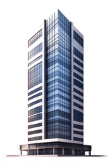 corporate tower with geometric patterns on fa�ade isolated on white background
