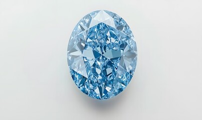 Blue oval gem, light facets on light background.
