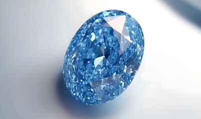 Fototapeta premium Faceted blue gem on soft background.