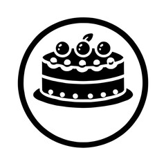 Cake Icon: A simple yet elegant icon depicting a delicious cake with blueberries, perfect for use in culinary-themed designs, websites, and apps.